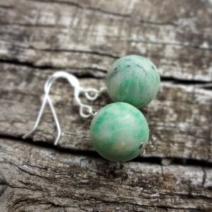 Qinghai Jade Earrings. Natural Mint Green Dangle And Drop Gemstone Earrings Handmade In Australia By Miss Leroy
