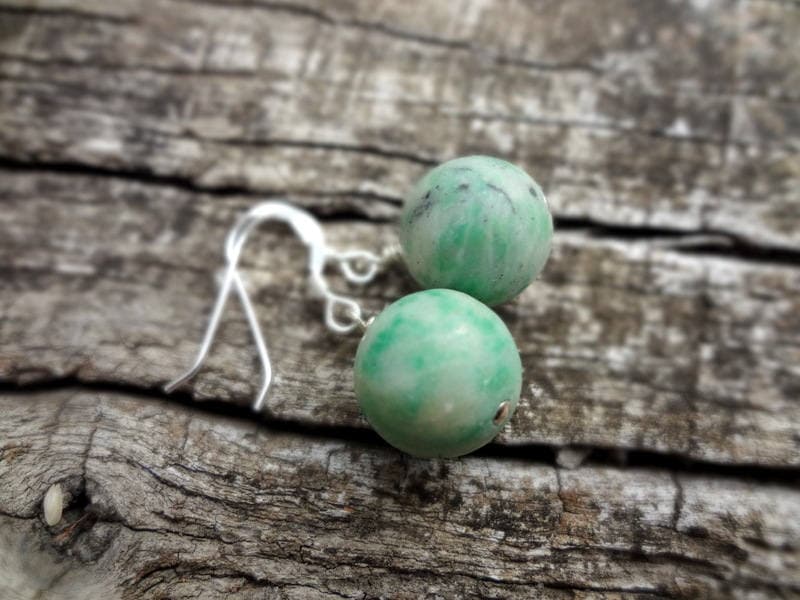 Qinghai Jade Earrings. Natural Mint Green Dangle And Drop Gemstone Earrings Handmade In Australia By Miss Leroy