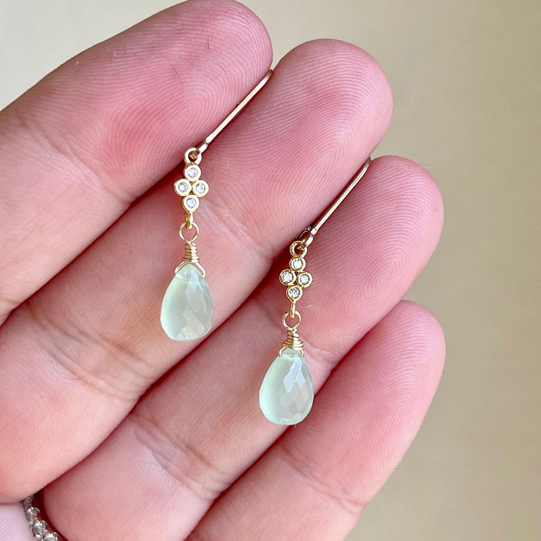 Jade Earrings, Tiny Sage Teardrop Dangle Earrings In Gold Or Silver, Minimalist Green Jewelry, Jade Dangle Earrings, Gift For Mother's Day Jade Earrings, Tiny Sage Teardrop Dangle Earrings In Gold Or Silver, Minimalist Green Jewelry, Jade Dangle Earrings, Gift For Mother's Day