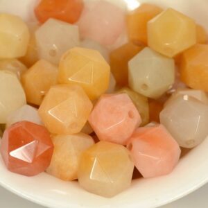10MM Yellow Orange Honey Jade Smooth Beads Star Cut Faceted Grade AAA Genuine Natural Gemstone Beads 15" LOT 1,3,5,10 and 50 (80005784-M25)