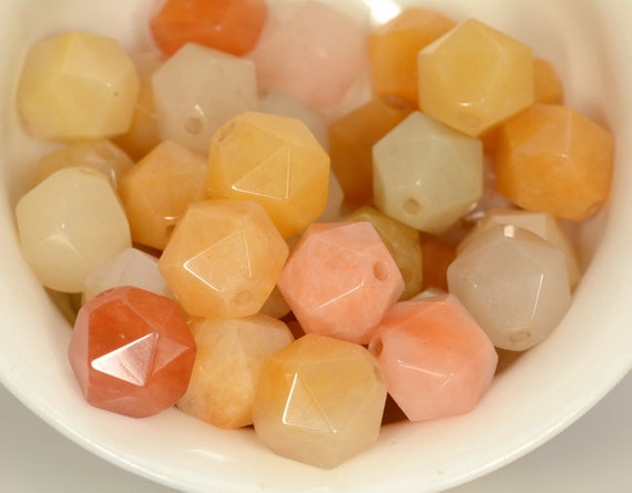 10mm Yellow Orange Honey Jade Smooth Beads Star Cut Faceted Grade Aaa Genuine Natural Gemstone Beads 15" Lot 1,3,5,10 And 50 (80005784-m25)