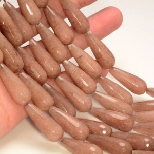 28x11MM Brown Jade Gemstone Teardrop Faceted Beads 15.5 inch Full Strand BULK LOT 1,2,6,12 and 50(80010325-M46)