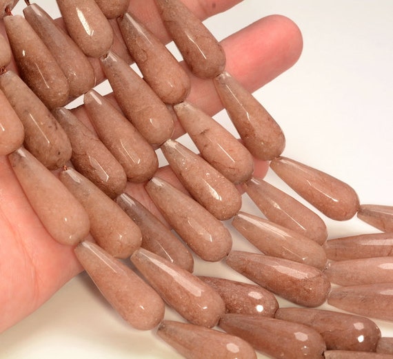 28x11mm Brown Jade Gemstone Teardrop Faceted Beads 15.5 Inch Full Strand Bulk Lot 1,2,6,12 And 50(80010325-m46)