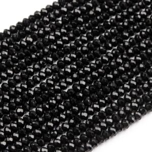 3x2MM Black Jade Beads Grade AAA Gemstone Full Strand Faceted Rondelle Loose Beads 15" Bulk Lot Options (124916-4129)