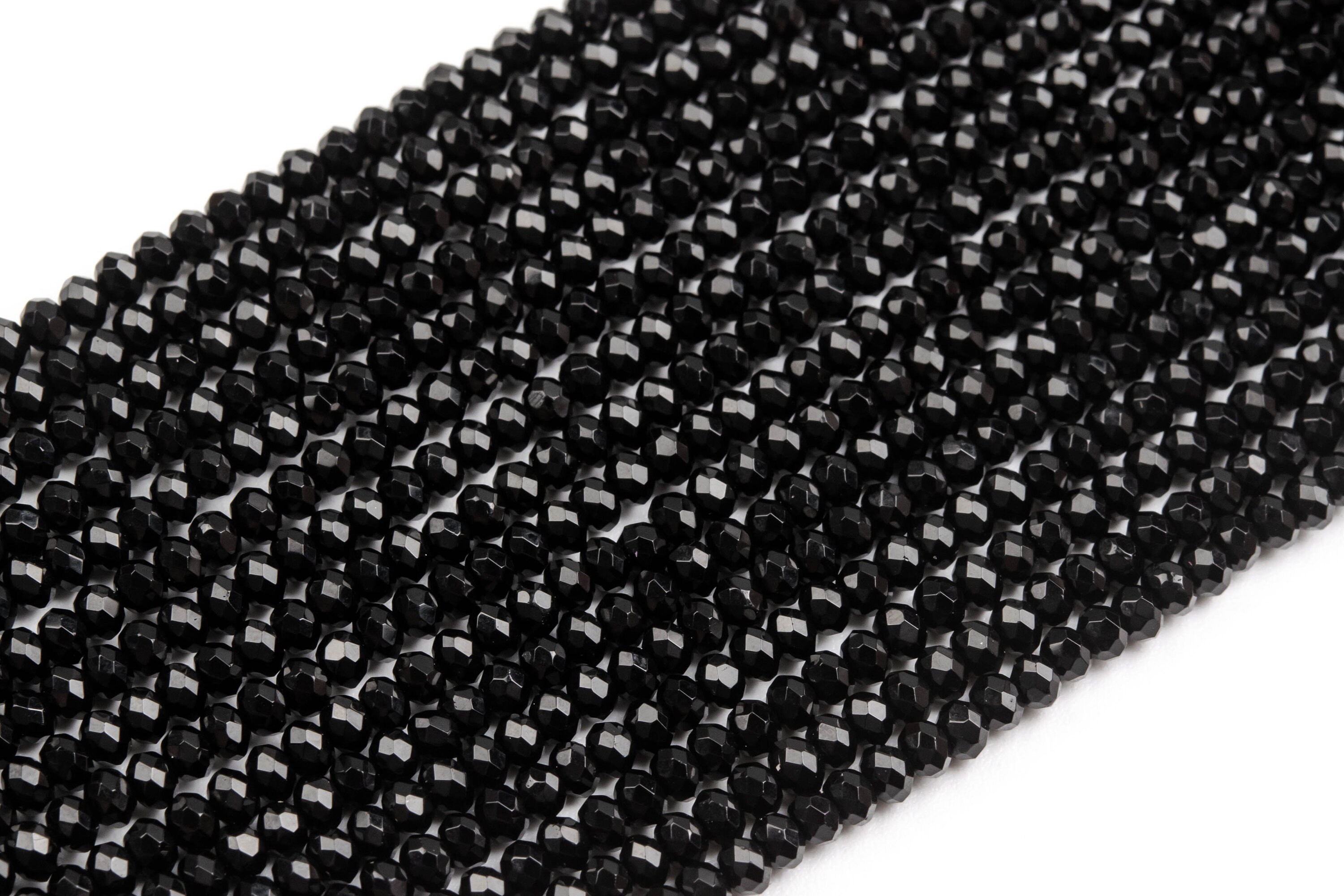 3x2mm Black Jade Beads Grade Aaa Gemstone Full Strand Faceted Rondelle Loose Beads 15" Bulk Lot Options (124916-4129)