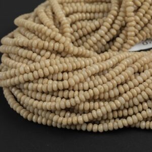 4mm- JADE Faceted Rondelle- Single or Bulk- 15.5" - Light Tan -Full Strand 15.5 inch Strand