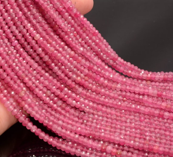 4x3mm Candy Pink Jade Gemstone Faceted Rondelle Loose Beads 15 Inch Full Strand Lot 1,2,6,12 And 50 (90182852-782) 4x3mm Candy Pink Jade Gemstone Faceted Rondelle Loose Beads 15 Inch Full Strand Lot 1,2,6,12 And 50 (90182852-782)