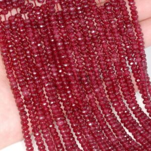4x3mm Dark Red Jade Gemstone Faceted Rondelle Loose Beads 15 inch Full Strand LOT 1,2,6,12 and 50 (90182877-783)