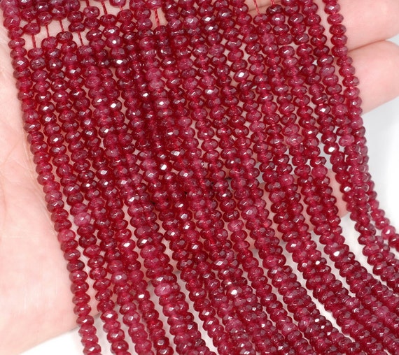 4x3mm Dark Red Jade Gemstone Faceted Rondelle Loose Beads 15 Inch Full Strand Lot 1,2,6,12 And 50 (90182877-783)