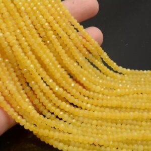 4x3mm Honey Yellow Jade Gemstone Faceted Rondelle Loose Beads 15 inch Full Strand LOT 1,2,6,12 and 50 (90182860-783)