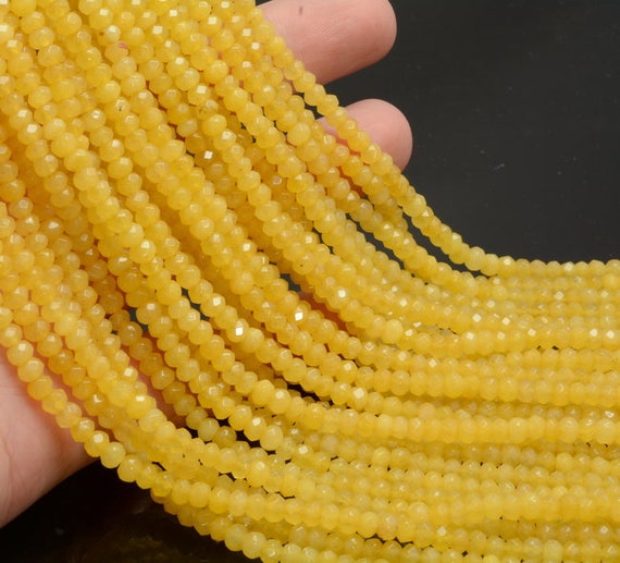4x3mm Honey Yellow Jade Gemstone Faceted Rondelle Loose Beads 15 Inch Full Strand Lot 1,2,6,12 And 50 (90182860-783)