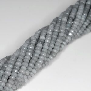 4x3mm Silver Jade Gemstone Faceted Rondelle Loose Beads 15 inch Full Strand BULK LOT 1,2,6,12 and 50 (90182879-783)
