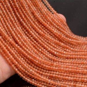 4x3mm Tangerine Jade Gemstone Orange Faceted Rondelle Loose Beads 15 inch Full Strand LOT 1,2,6,12 and 50 (90182843-782)