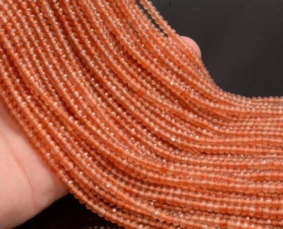 4x3mm Tangerine Jade Gemstone Orange Faceted Rondelle Loose Beads 15 Inch Full Strand Lot 1,2,6,12 And 50 (90182843-782)