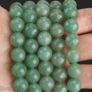 Faceted Green Aventurine Jade Beads, Fresh Colorround Jade Beads, Wholesale Jade Beads, Full Strand, Diy Jewelry Beads---15inches----qm001