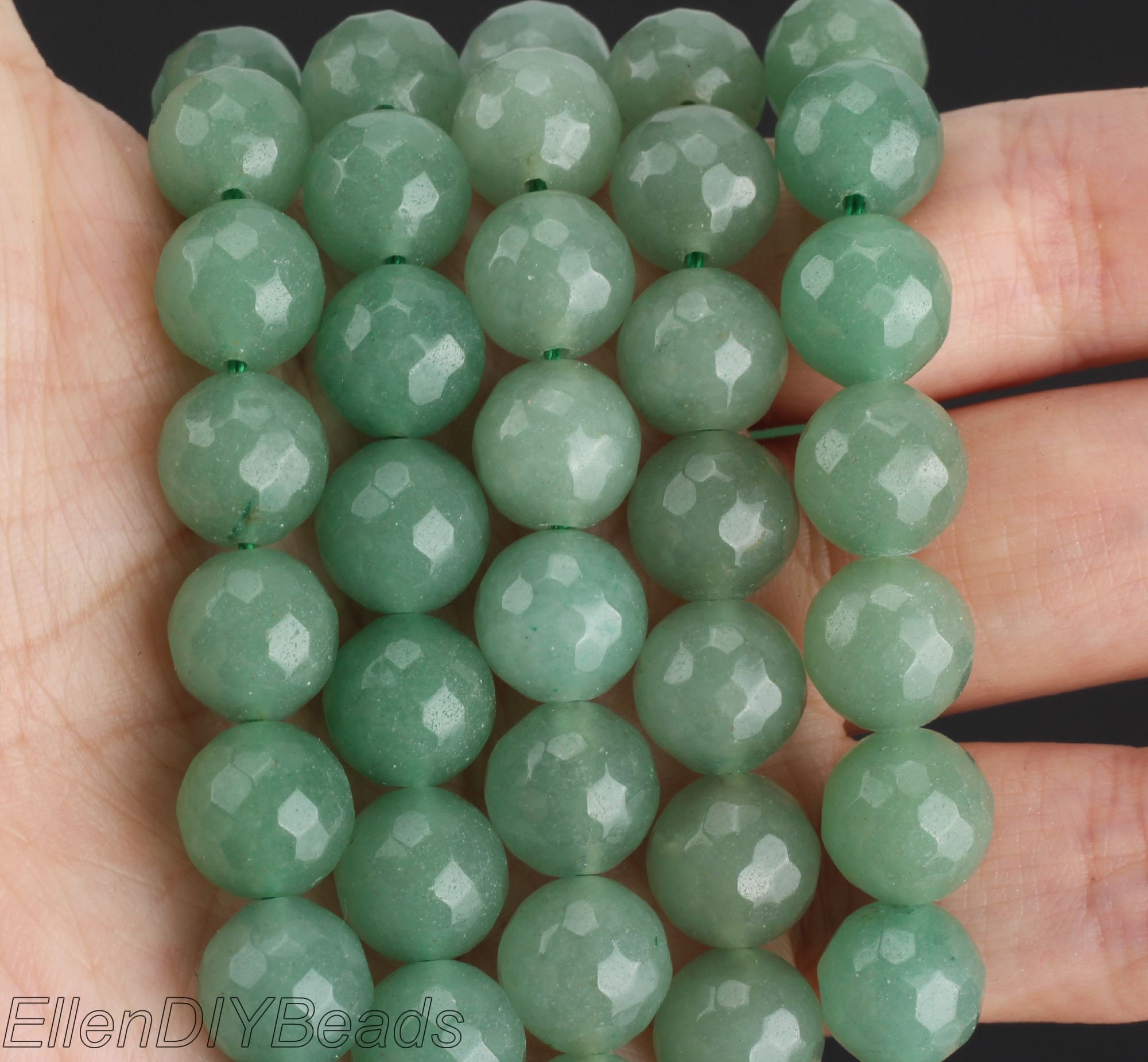 Faceted Green Aventurine Jade Beads, Fresh Colorround Jade Beads, Wholesale Jade Beads, Full Strand, Diy Jewelry Beads---15inches----qm001