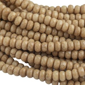 6mm or 8mm- JADE Faceted Rondelle- Single or Bulk- 15.5" - Mustard Tan -Full Strand 15.5 inch Strand