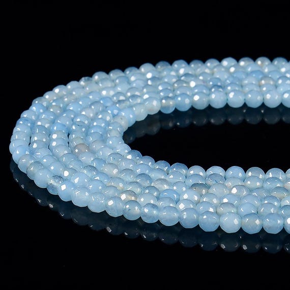 Aqua Blue Jade Gemstone Faceted Round 6mm 8mm Loose Beadsbulk Lot 1,2,6,12 And 50 (d633)