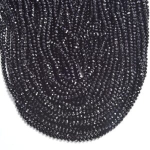 Black Jade Gemstone Micro Faceted Rondelle 3X2MM 4X3MM Loose Beads 13.5 inch Full Strand BULK LOT 1,2,6,12 and 50 (P108)
