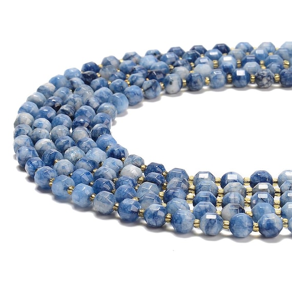 Blue Jade Gemstone Faceted Prism Double Point Cut 8mm Loose Beads Bulk Lot 1,2,6,12 And 50 (d634)