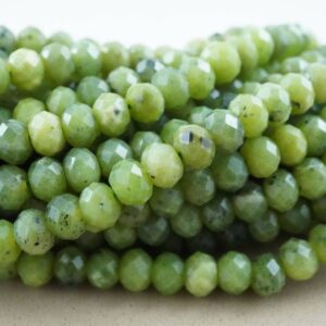 Canadian Jade Beads (rondelle)(faceted)(6x4mm)(15.5"strand)