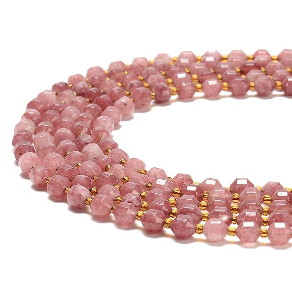 Cherry Jade Gemstone Faceted Prism Double Point Cut 8mm Loose Beads Bulk Lot 1,2,6,12 And 50 (d625)