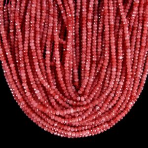 Cherry Red Jade Gemstone Faceted Rondelle 3X2MM 4X3MM Loose Beads 13.5 inch Full Strand BULK LOT 1,2,6,12 and 50 (P107)