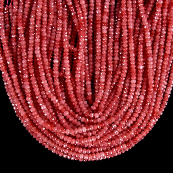 Cherry Red Jade Gemstone Faceted Rondelle 3x2mm 4x3mm Loose Beads 13.5 Inch Full Strand Bulk Lot 1,2,6,12 And 50 (p107) Cherry Red Jade Gemstone Faceted Rondelle 3x2mm 4x3mm Loose Beads 13.5 Inch Full Strand Bulk Lot 1,2,6,12 And 50 (p107)