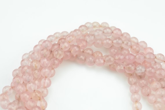 Clearish Pale Pink Jade- Faceted Round 4mm 6mm 8mm 10mm 12mm - Single Or Bulk - 15.5"