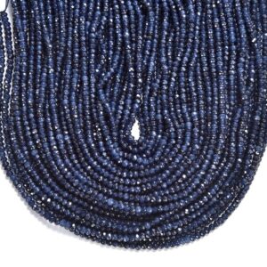 Dark Blue Jade Gemstone 4X3MM Faceted Rondelle Beads 13.5 inch Full Strand BULK LOT 1,2,6,12 and 50 (80019522-P108)