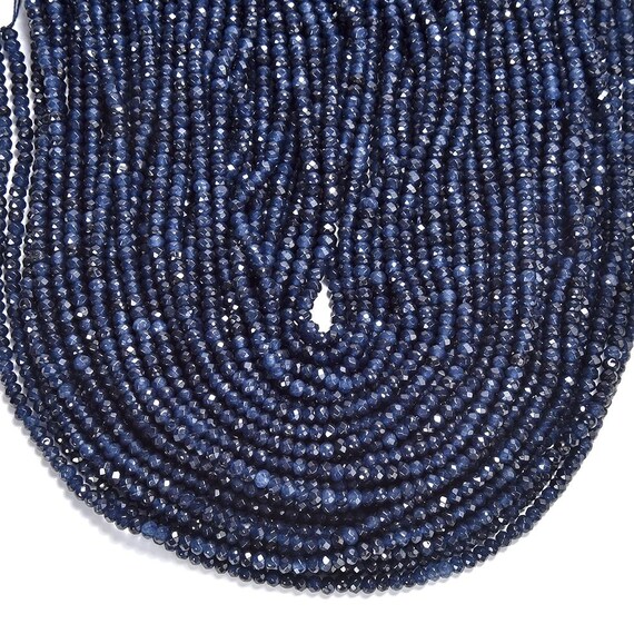 Dark Blue Jade Gemstone 4x3mm Faceted Rondelle Beads 13.5 Inch Full Strand Bulk Lot 1,2,6,12 And 50 (80019522-p108)