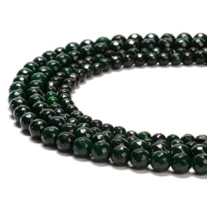Dark Green Jade Gemstone Faceted Round 6MM 8MM Loose BeadsBULK LOT 1,2,6,12 and 50 (D633)