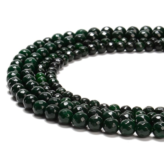 Dark Green Jade Gemstone Faceted Round 6mm 8mm Loose Beadsbulk Lot 1,2,6,12 And 50 (d633)