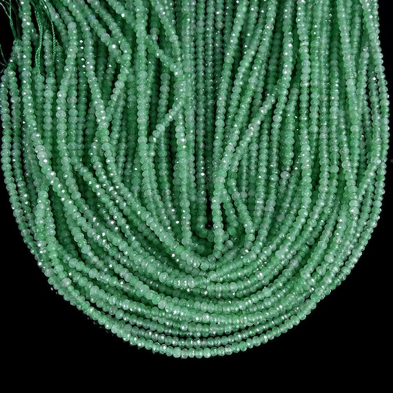 Light Green Jade Gemstone 3x2mm Faceted Rondelle Beads 13.5 Inch Full Strand Bulk Lot 1,2,6,12 And 50 (80019489-p106)