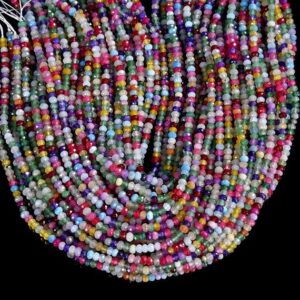 Multi Jade Gemstone 4X3MM Faceted Rondelle Beads 13.5 inch Full Strand BULK LOT 1,2,6,12 and 50 (80019527-P109)