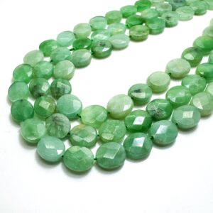Natural Green Burma Jade Flat Faceted Oval Gemstone Beads - Pgs96