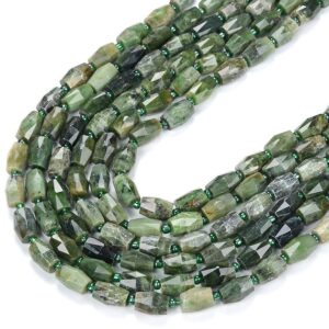 Natural Siberian Nephrite Jade Gemstone 9X14MM Faceted Barrel Tube Loose Beads BULK LOT 1,2,6,12 and 50 (D419)