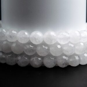 Natural White Jade Gemstone Grade Aaa Micro Faceted Round 6mm 7-8mm 10mm Loose Beads