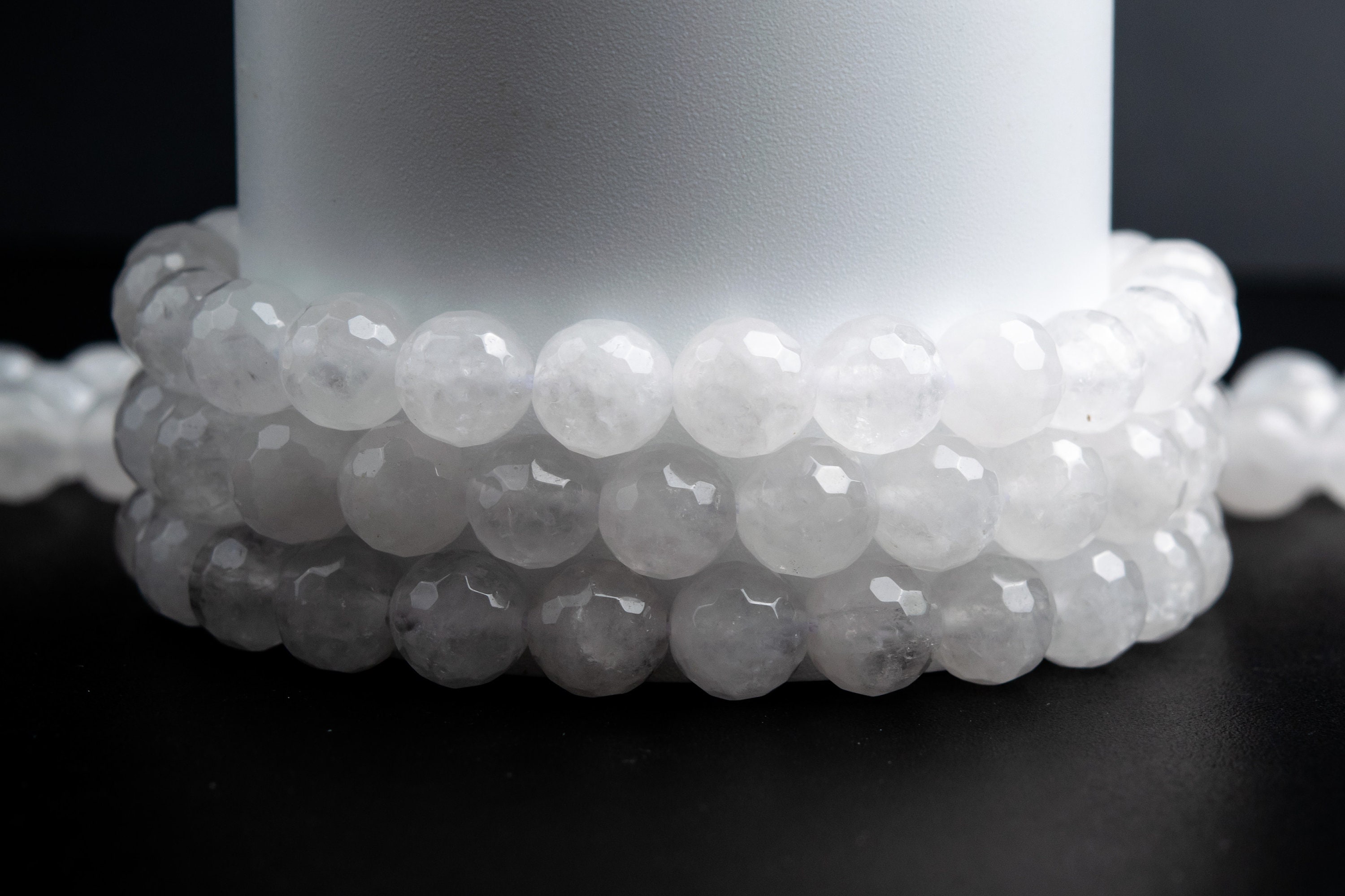 Natural White Jade Gemstone Grade Aaa Micro Faceted Round 6mm 7-8mm 10mm Loose Beads