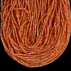 Orange Jade Gemstone Faceted Rondelle 3X2MM 4X3MM Loose Beads 13.5 inch Full Strand BULK LOT 1,2,6,12 and 50 (P107)