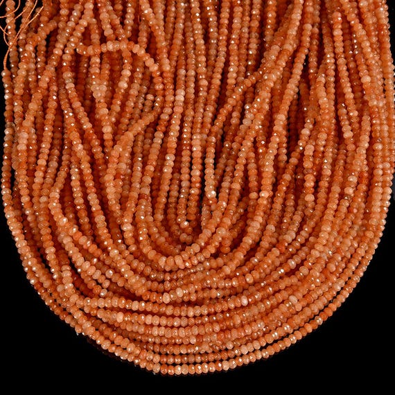Orange Jade Gemstone Faceted Rondelle 3x2mm 4x3mm Loose Beads 13.5 Inch Full Strand Bulk Lot 1,2,6,12 And 50 (p107)