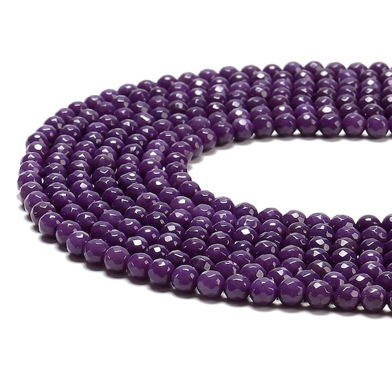 Purple Jade Gemstone Faceted Round 6mm Loose Beads Bulk Lot 1,2,6,12 And 50 (d631)
