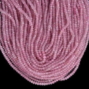Rose Pink Jade Gemstone Faceted Rondelle 3X2MM 4X3MM Loose Beads 13.5 inch Full Strand BULK LOT 1,2,6,12 and 50 (P108)