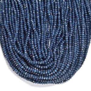 Sapphire Blue  Jade Gemstone 3X2MM Faceted Rondelle Beads 13.5 inch Full Strand BULK LOT 1,2,6,12 and 50 (80019485-P106)