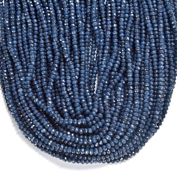 Sapphire Blue Jade Gemstone 3x2mm Faceted Rondelle Beads 13.5 Inch Full Strand Bulk Lot 1,2,6,12 And 50 (80019485-p106)