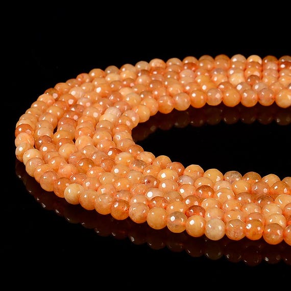 Tangerine Jade Gemstone Faceted Round 6mm Loose Beads Bulk Lot 1,2,6,12 And 50 (d630)
