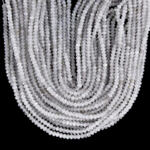 White Jade Gemstone Faceted Rondelle 3X2MM 4X3MM Loose Beads 13.5 inch Full Strand BULK LOT 1,2,6,12 and 50 (P108)