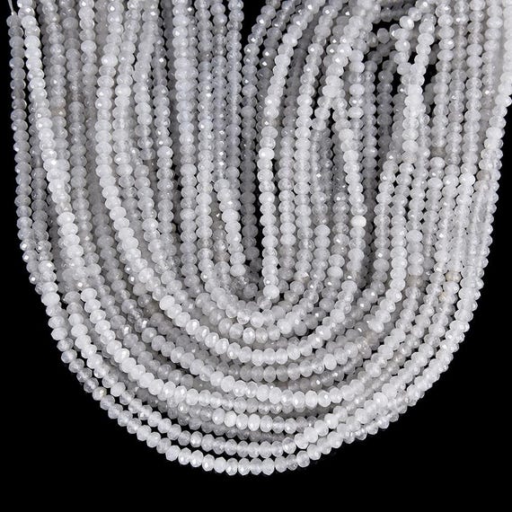 White Jade Gemstone Faceted Rondelle 3x2mm 4x3mm Loose Beads 13.5 Inch Full Strand Bulk Lot 1,2,6,12 And 50 (p108) White Jade Gemstone Faceted Rondelle 3x2mm 4x3mm Loose Beads 13.5 Inch Full Strand Bulk Lot 1,2,6,12 And 50 (p108)