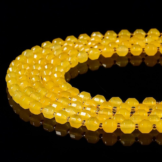 Yellow Jade Gemstone Faceted Prism Double Point Cut 8mm Loose Beads Bulk Lot 1,2,6,12 And 50 (d634) Yellow Jade Gemstone Faceted Prism Double Point Cut 8mm Loose Beads Bulk Lot 1,2,6,12 And 50 (d634)