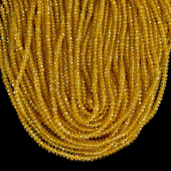 Yellow Jade Gemstone Faceted Rondelle 3x2mm 4x3mm Loose Beads 13.5 Inch Full Strand Bulk Lot 1,2,6,12 And 50 (p108)